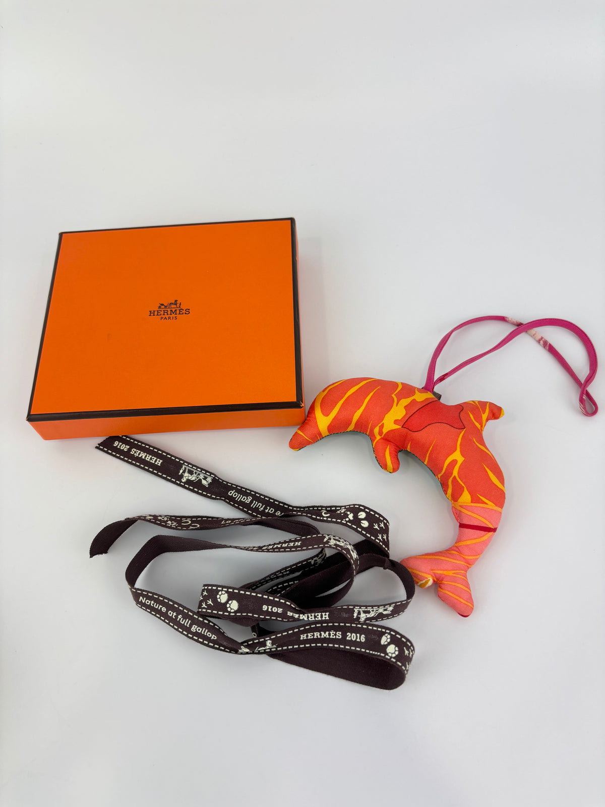 Petit H Dolphin Bag Charm in Multicolour Pink / Green / Orange