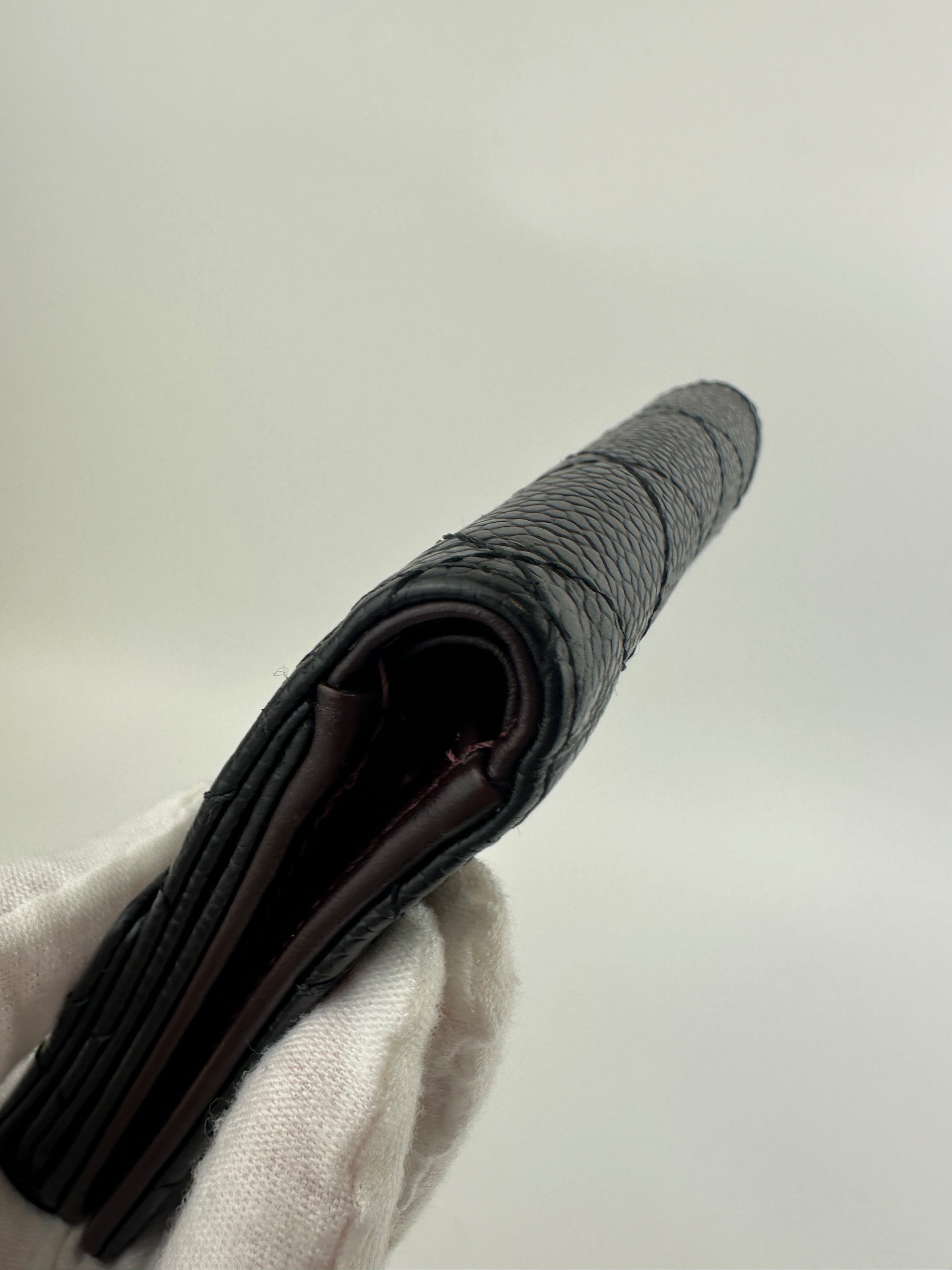 Compact Quilted Black Caviar CC Wallet SHW