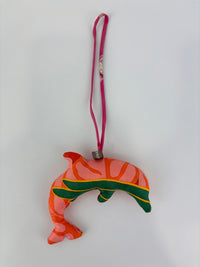 Petit H Dolphin Bag Charm in Multicolour Pink / Green / Orange