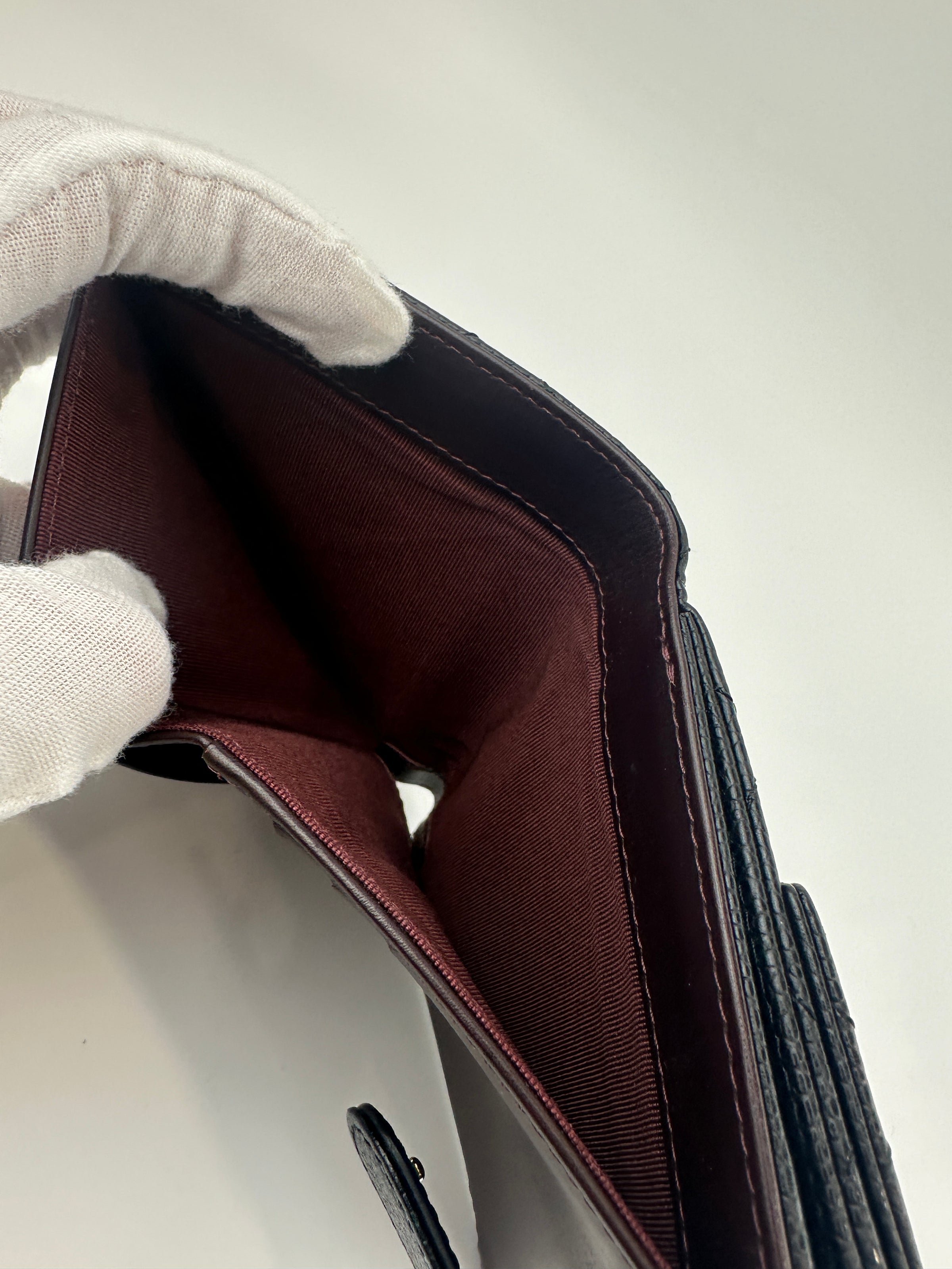 Compact Quilted Black Caviar CC Wallet SHW