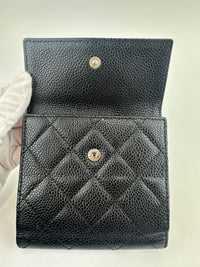 Compact Quilted Black Caviar CC Wallet SHW