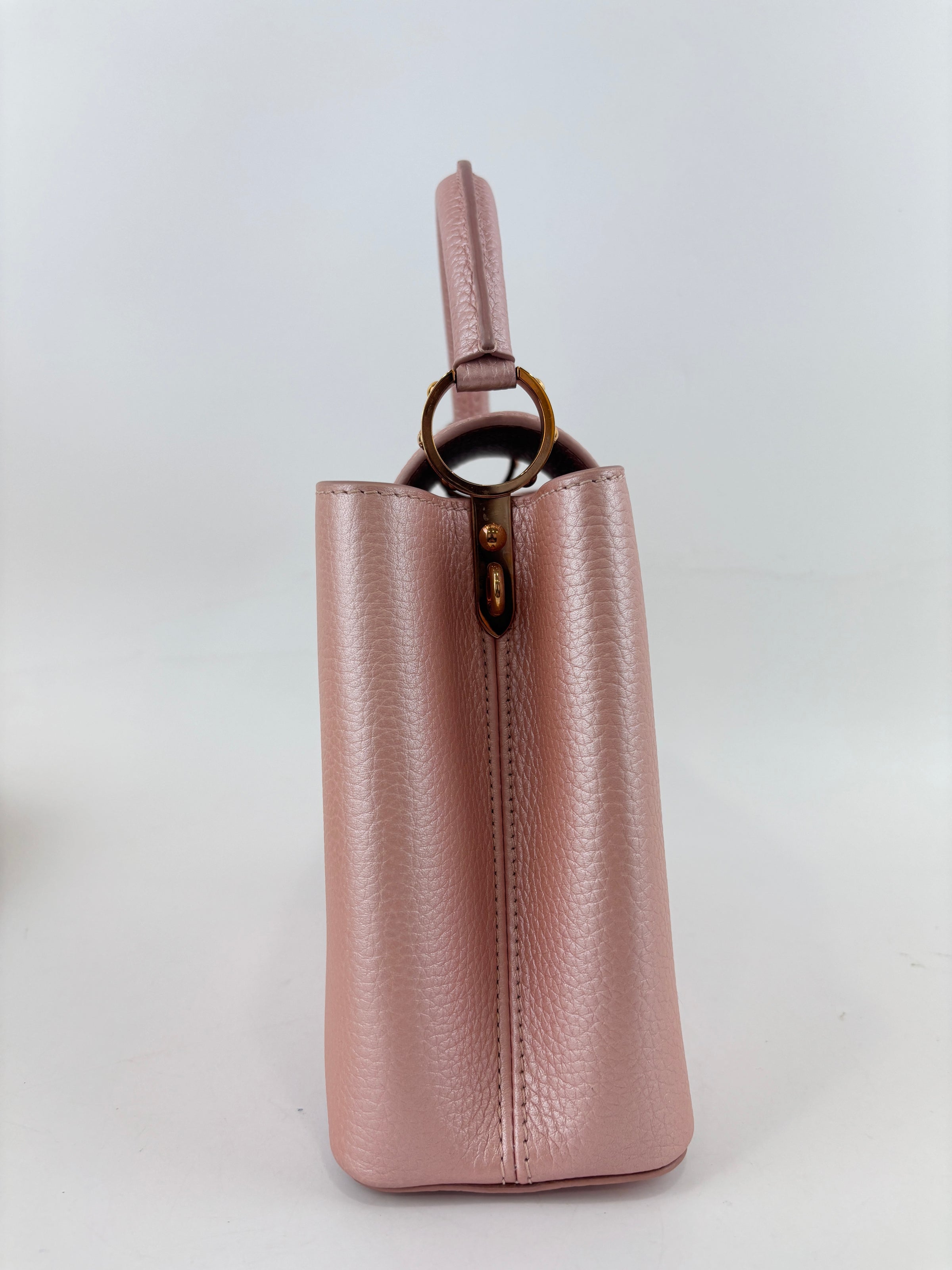 Capucines BB Metallic Taurillon Pearly Pink RGHW
