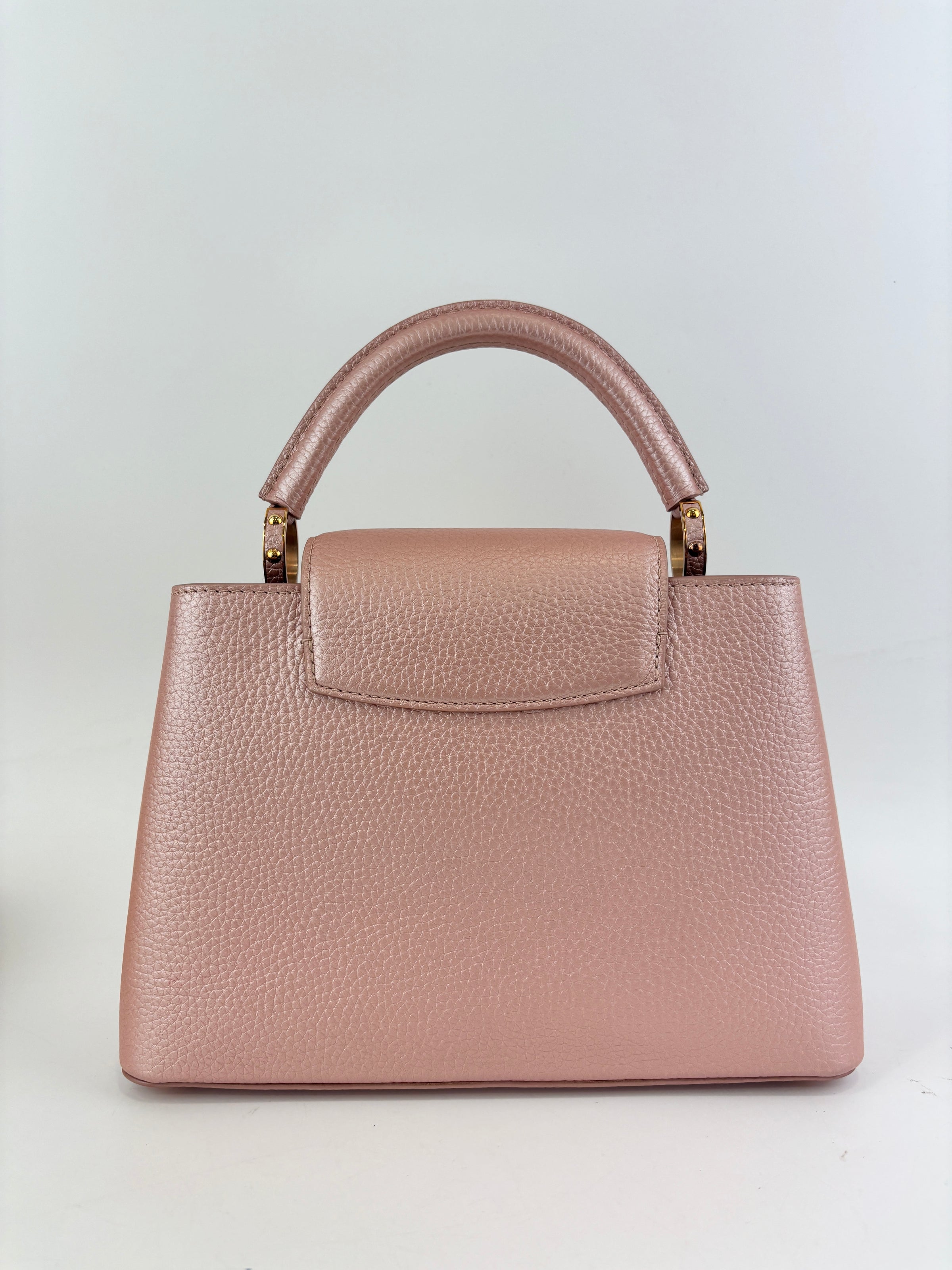 Capucines BB Metallic Taurillon Pearly Pink RGHW