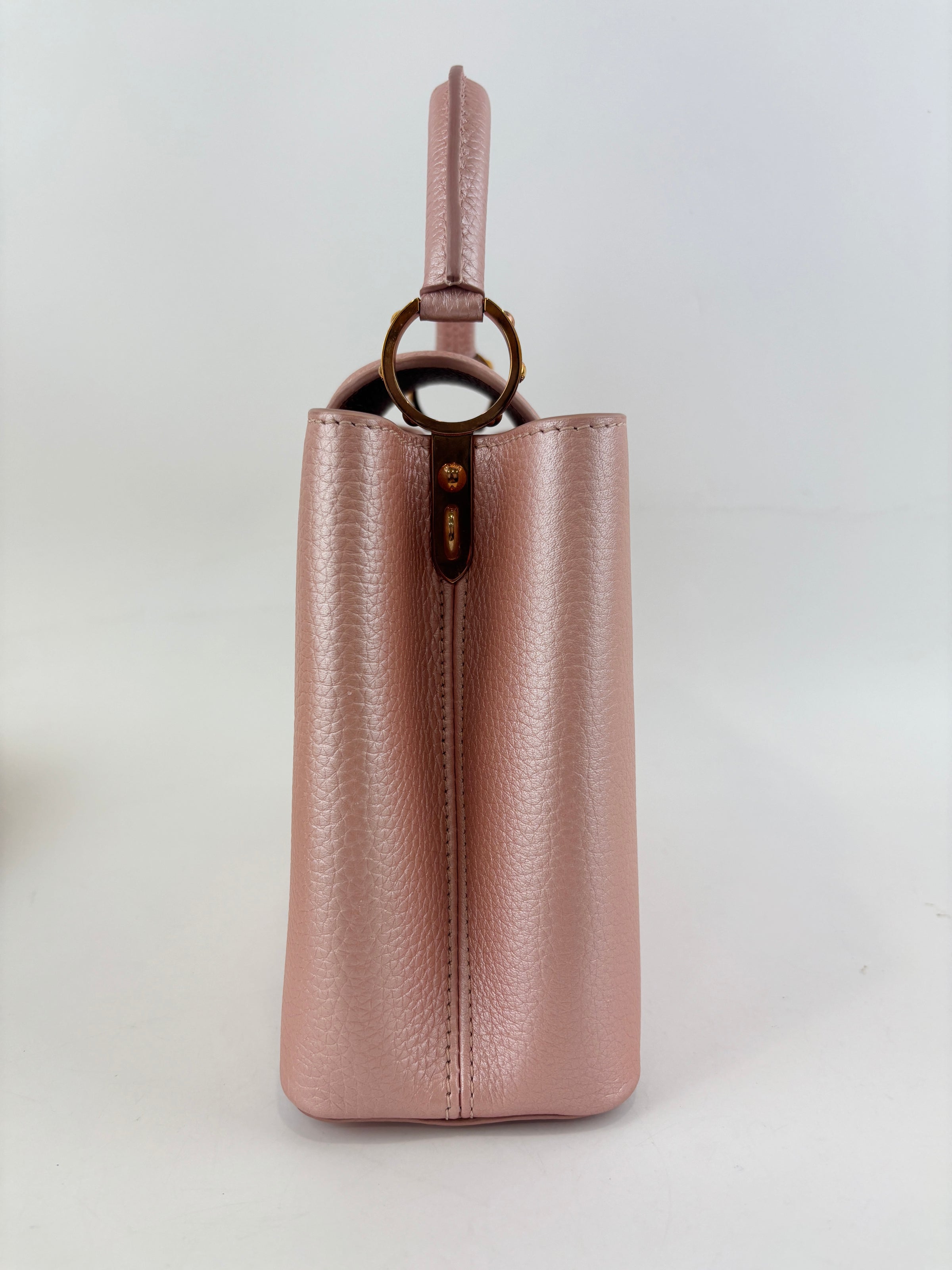 Capucines BB Metallic Taurillon Pearly Pink RGHW