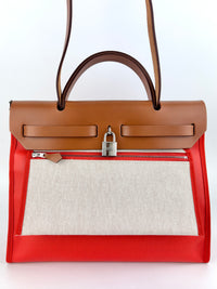Herbag 31 Orange Mecano Berlin Coated Canvas Fauve Vache Hunter Leather & Ecru Toile H Canvas PHW - Glampot