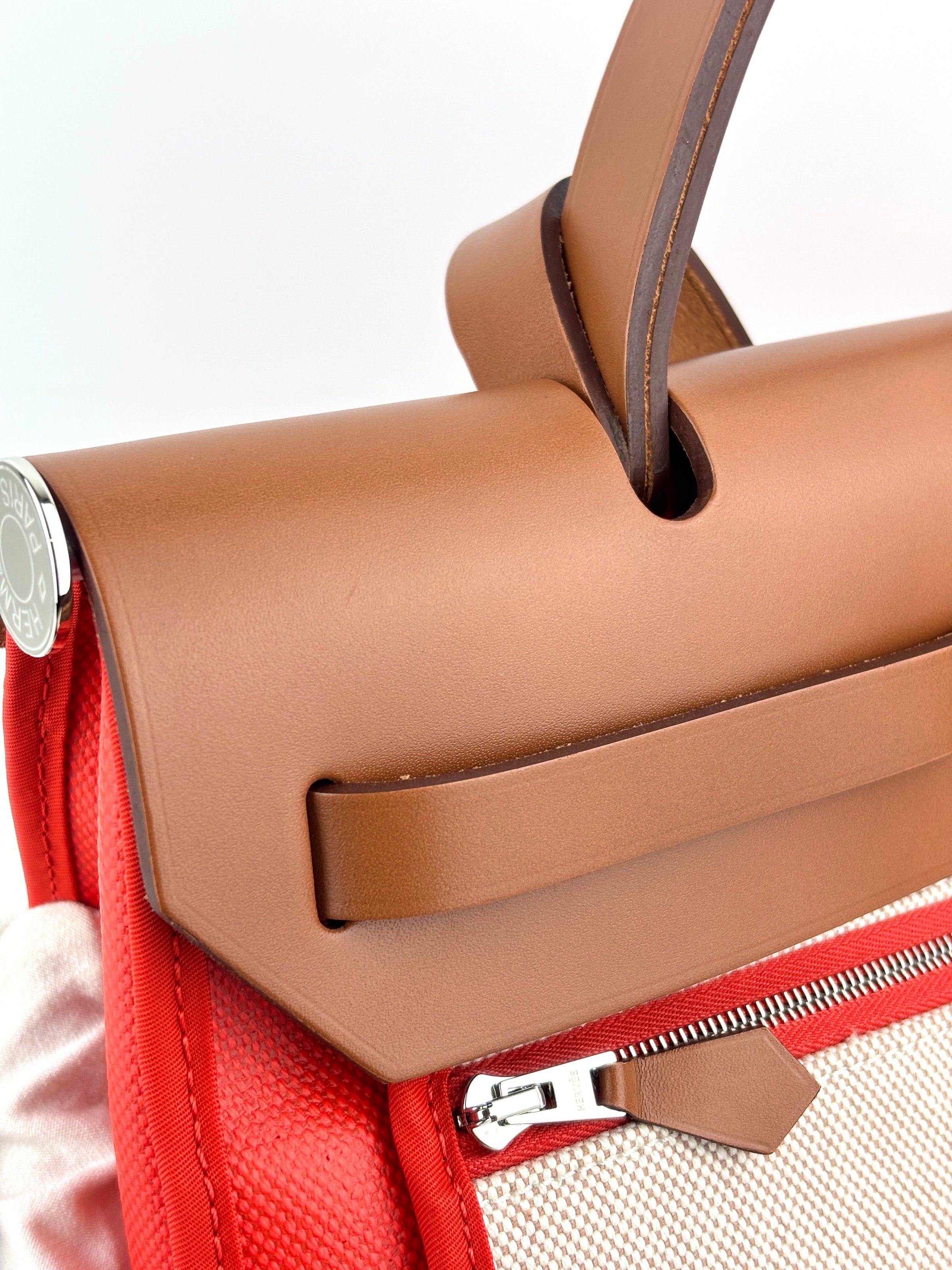 Herbag 31 Orange Mecano Berlin Coated Canvas Fauve Vache Hunter Leather & Ecru Toile H Canvas PHW - Glampot