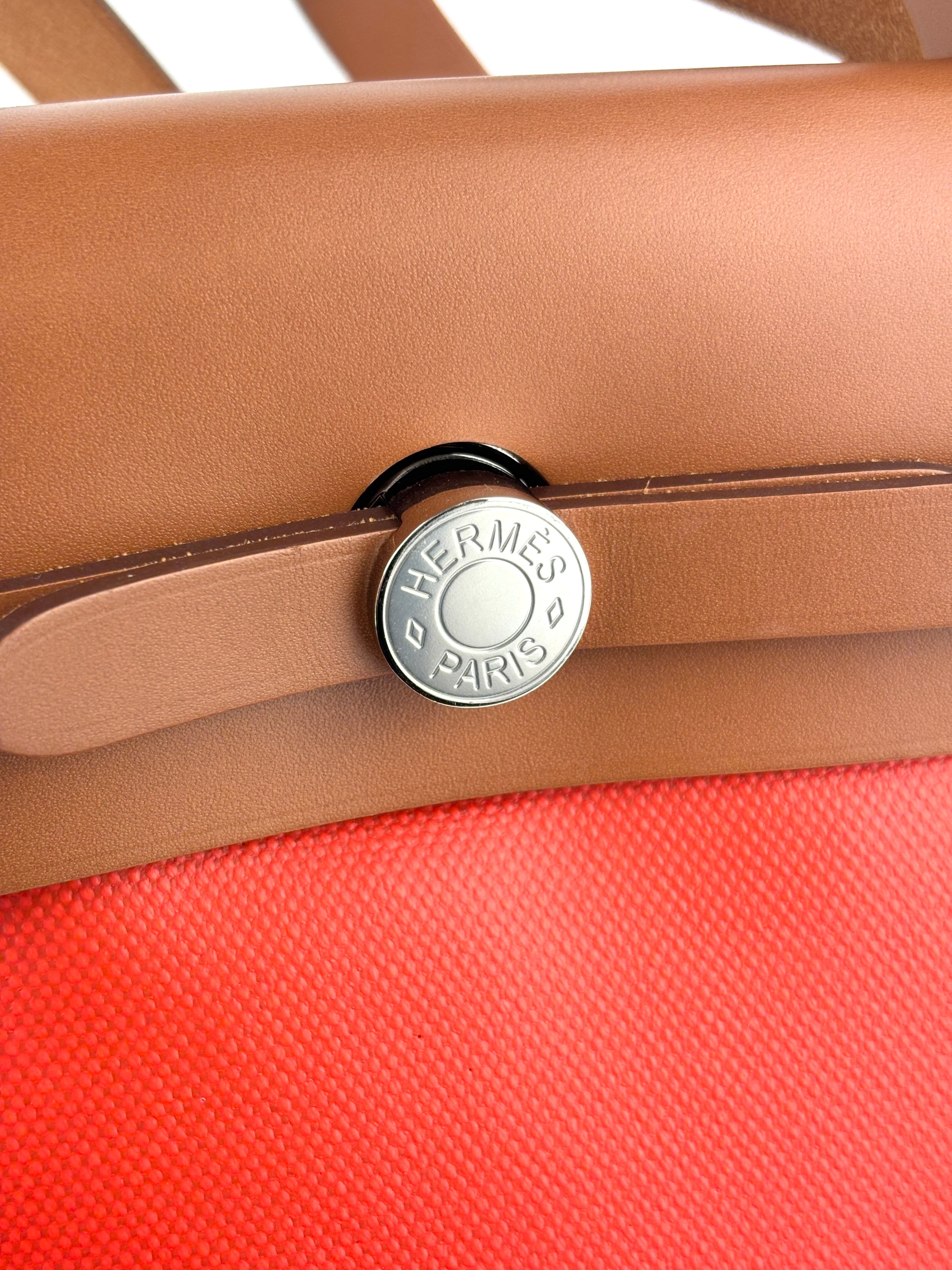 Herbag 31 Orange Mecano Berlin Coated Canvas Fauve Vache Hunter Leather & Ecru Toile H Canvas PHW - Glampot