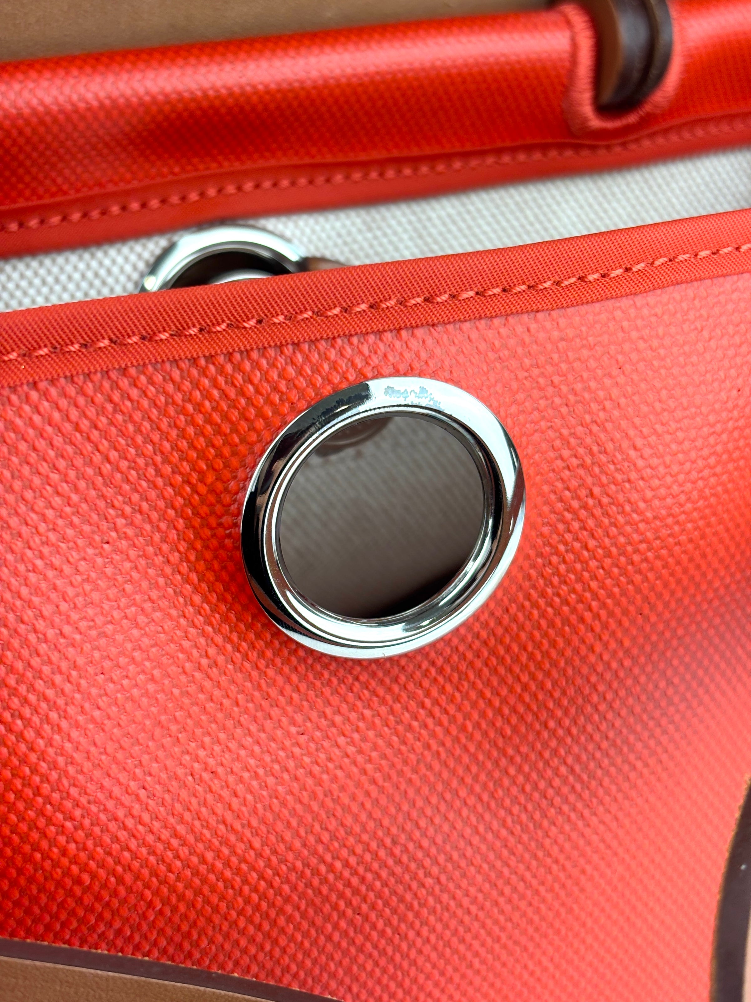 Herbag 31 Orange Mecano Berlin Coated Canvas Fauve Vache Hunter Leather & Ecru Toile H Canvas PHW - Glampot