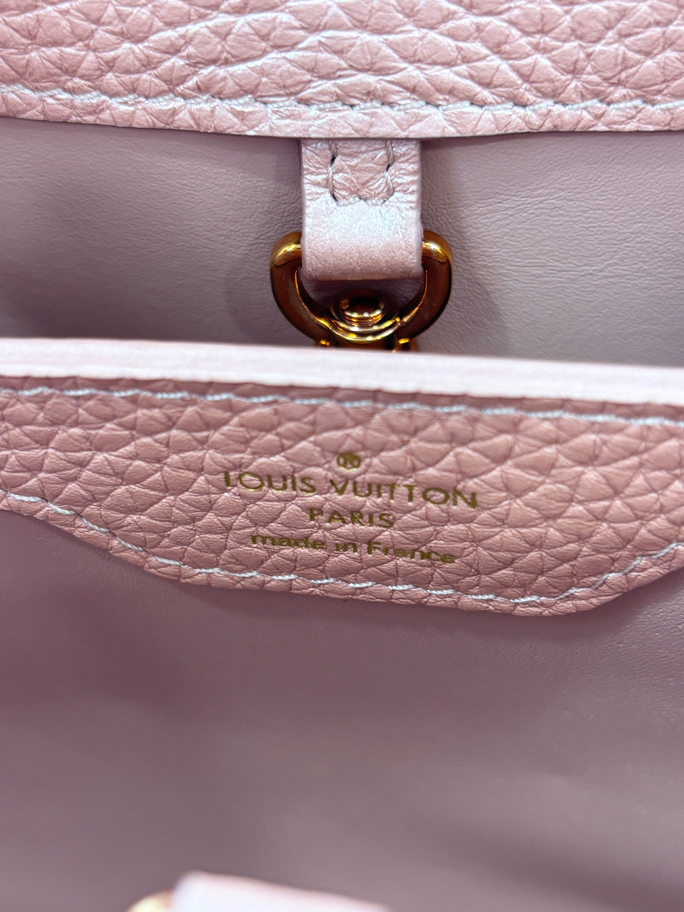 Capucines BB Metallic Taurillon Pearly Pink RGHW