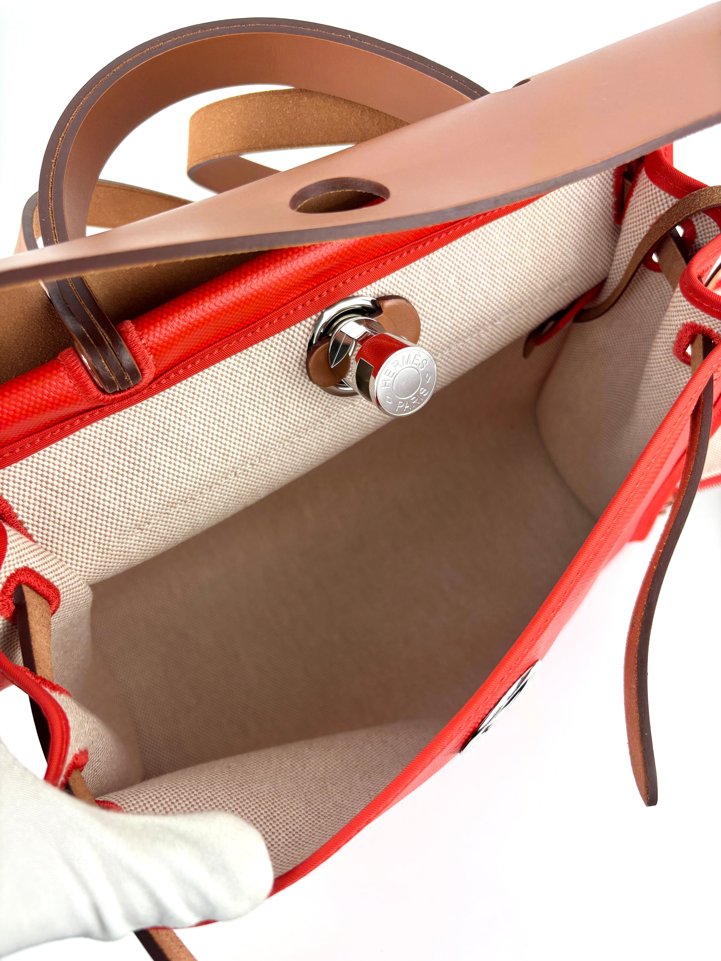 Herbag 31 Orange Mecano Berlin Coated Canvas Fauve Vache Hunter Leather & Ecru Toile H Canvas PHW - Glampot
