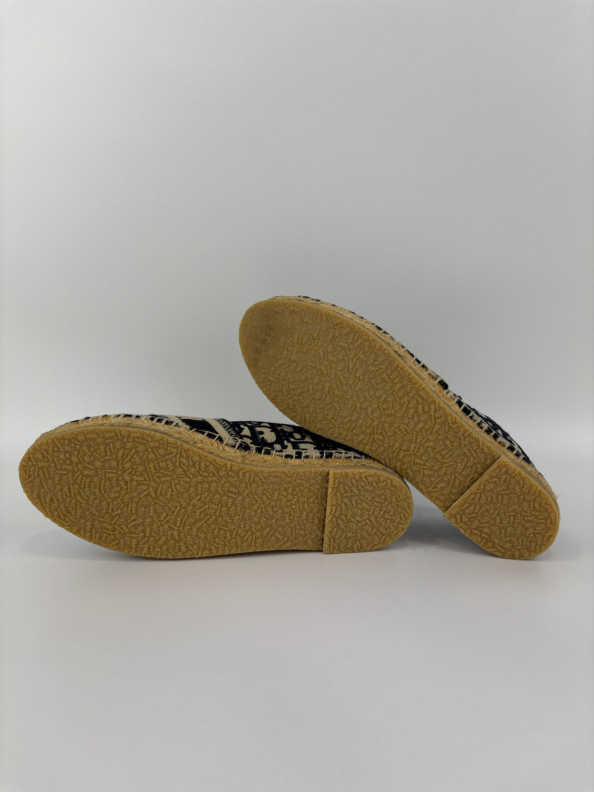Granville Deep Blue Oblique Embroidered Cotton Espadrilles Size 38.5