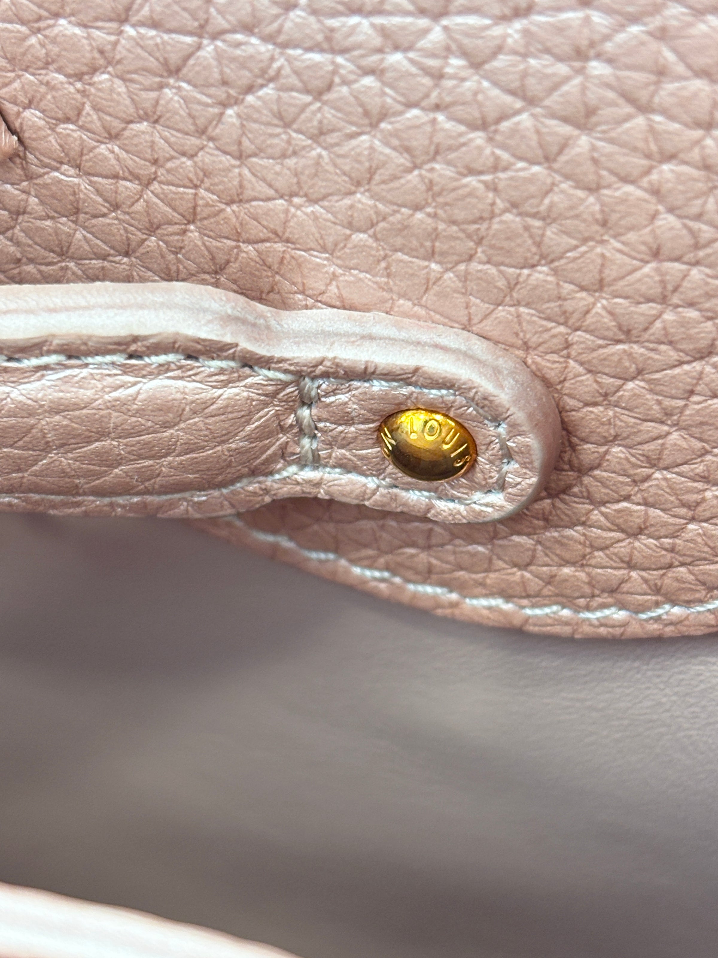 Capucines BB Metallic Taurillon Pearly Pink RGHW