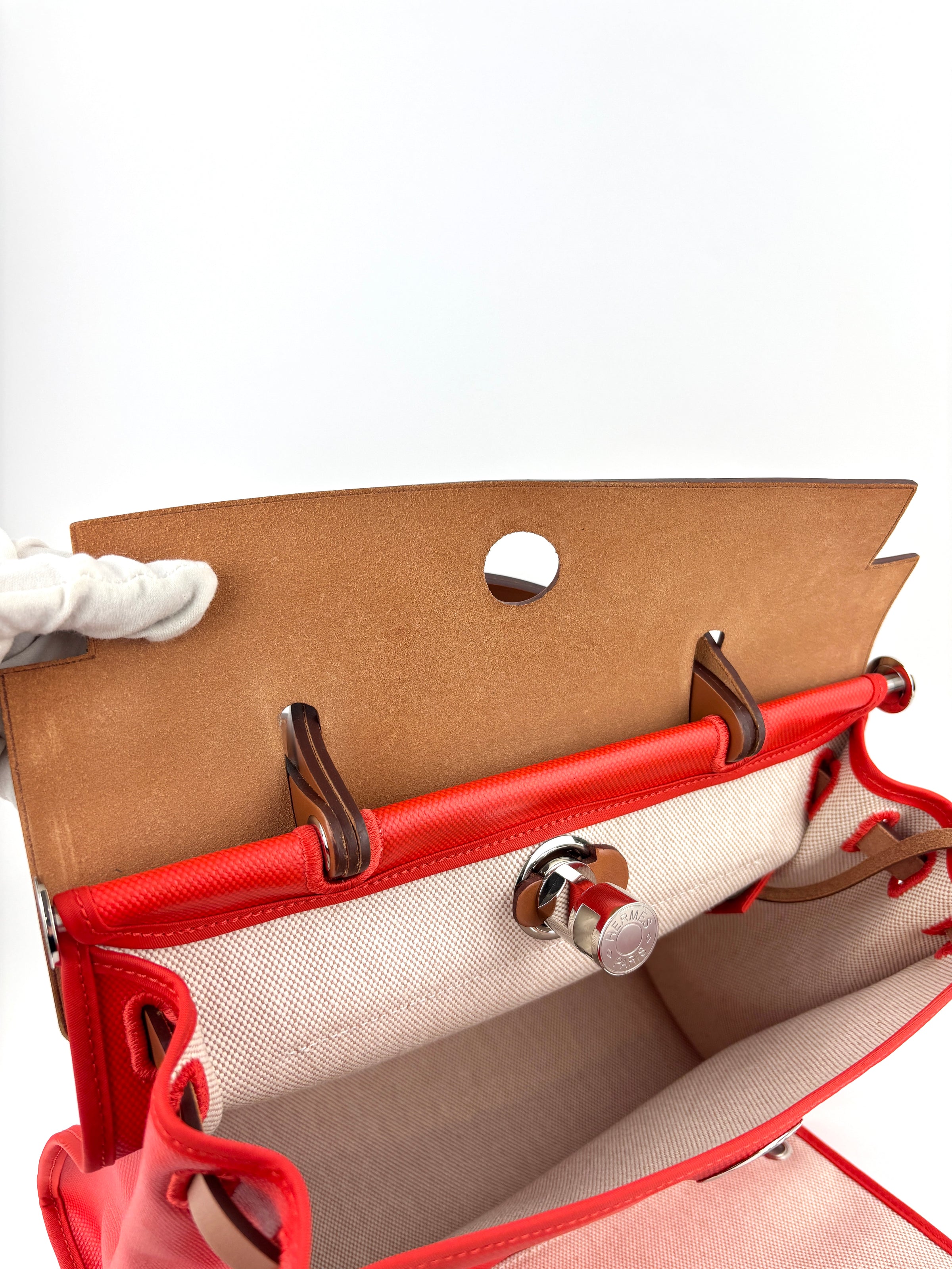 Herbag 31 Orange Mecano Berlin Coated Canvas Fauve Vache Hunter Leather & Ecru Toile H Canvas PHW - Glampot