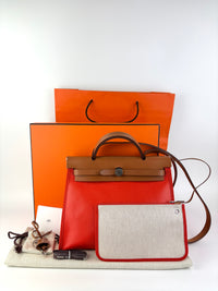 Herbag 31 Orange Mecano Berlin Coated Canvas Fauve Vache Hunter Leather & Ecru Toile H Canvas PHW - Glampot