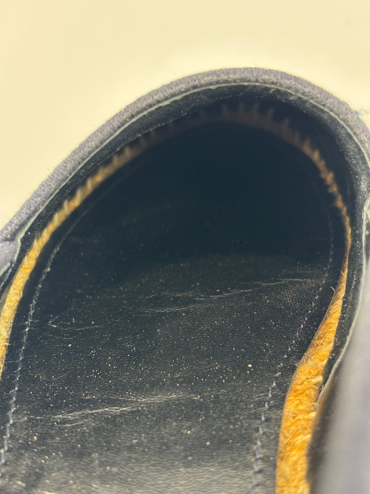 Granville Deep Blue Oblique Embroidered Cotton Espadrilles Size 38.5