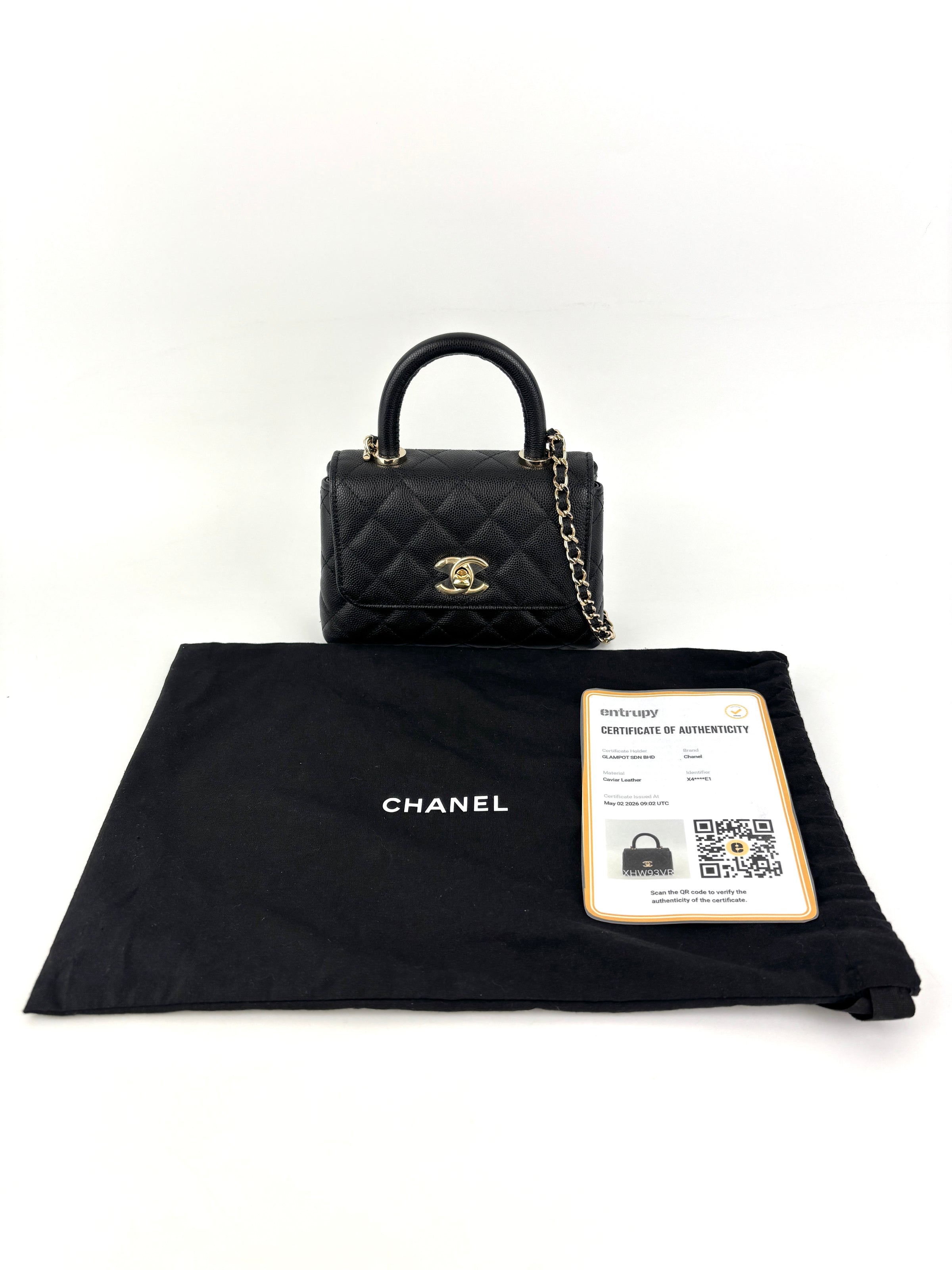 AP4244 Micro Coco Handle in Black Caviar LGHW - Glampot