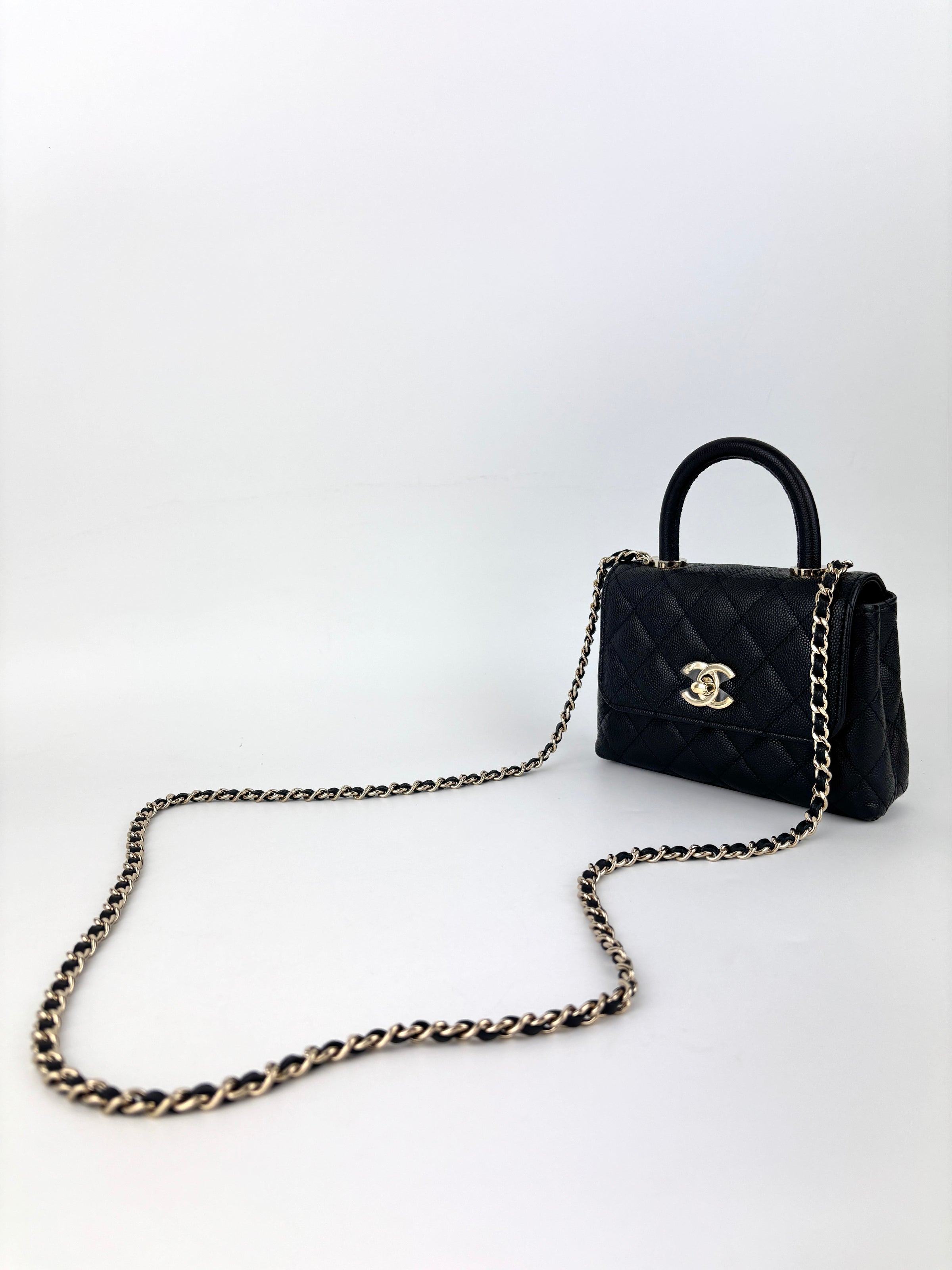 AP4244 Micro Coco Handle in Black Caviar LGHW - Glampot