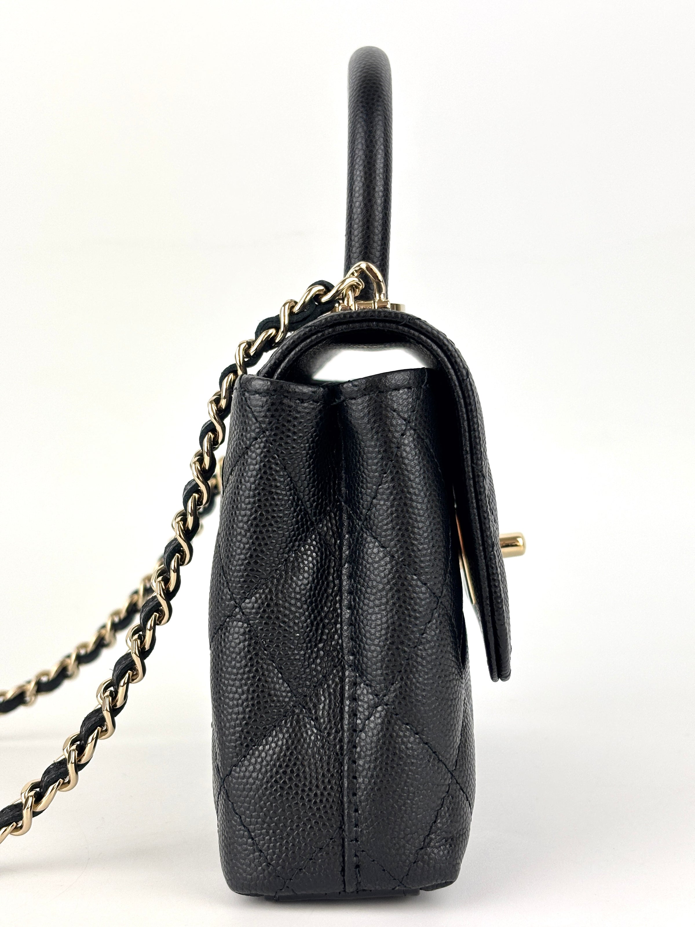 AP4244 Micro Coco Handle in Black Caviar LGHW - Glampot