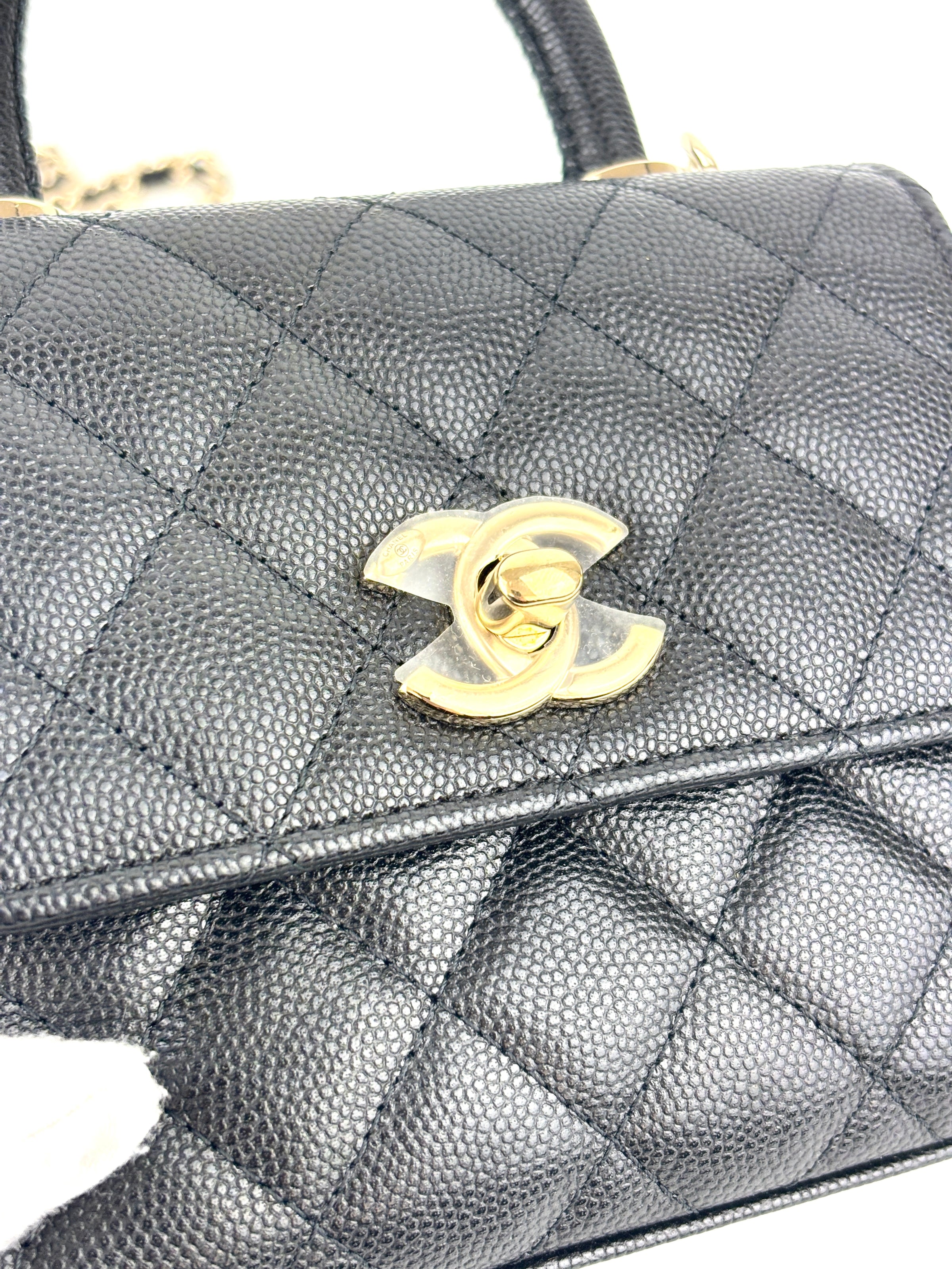 AP4244 Micro Coco Handle in Black Caviar LGHW - Glampot