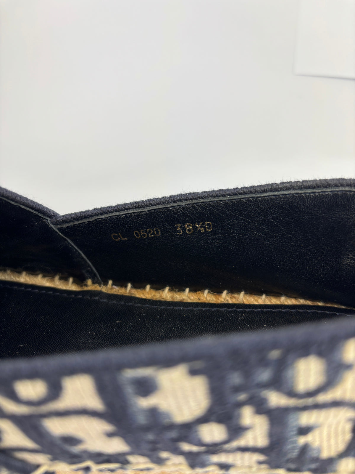 Granville Deep Blue Oblique Embroidered Cotton Espadrilles Size 38.5