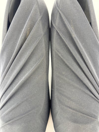 Jersey Black Crepe Drape Knife Pointed Pumps Size 38