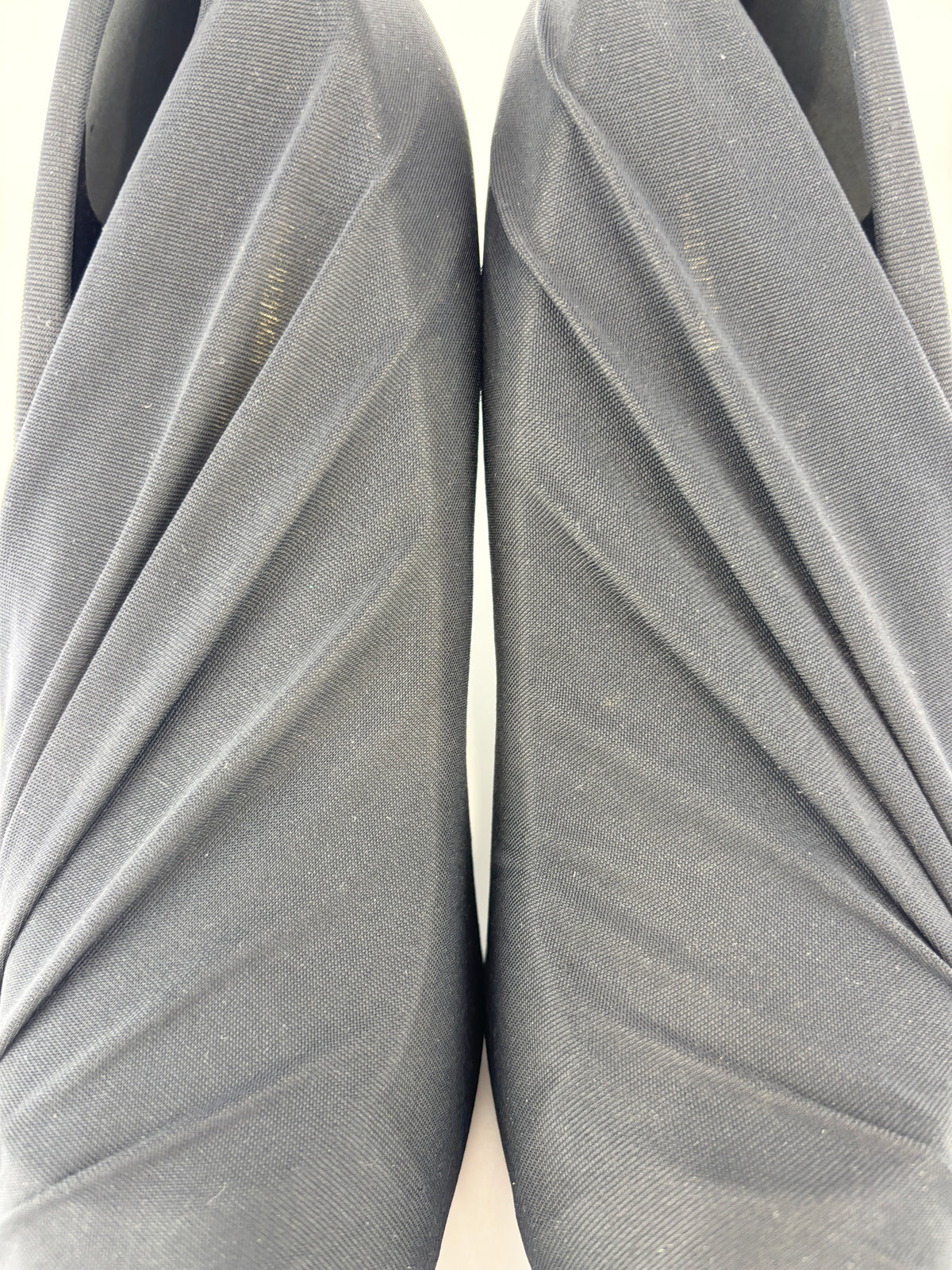 Jersey Black Crepe Drape Knife Pointed Pumps Size 38