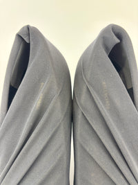 Jersey Black Crepe Drape Knife Pointed Pumps Size 38