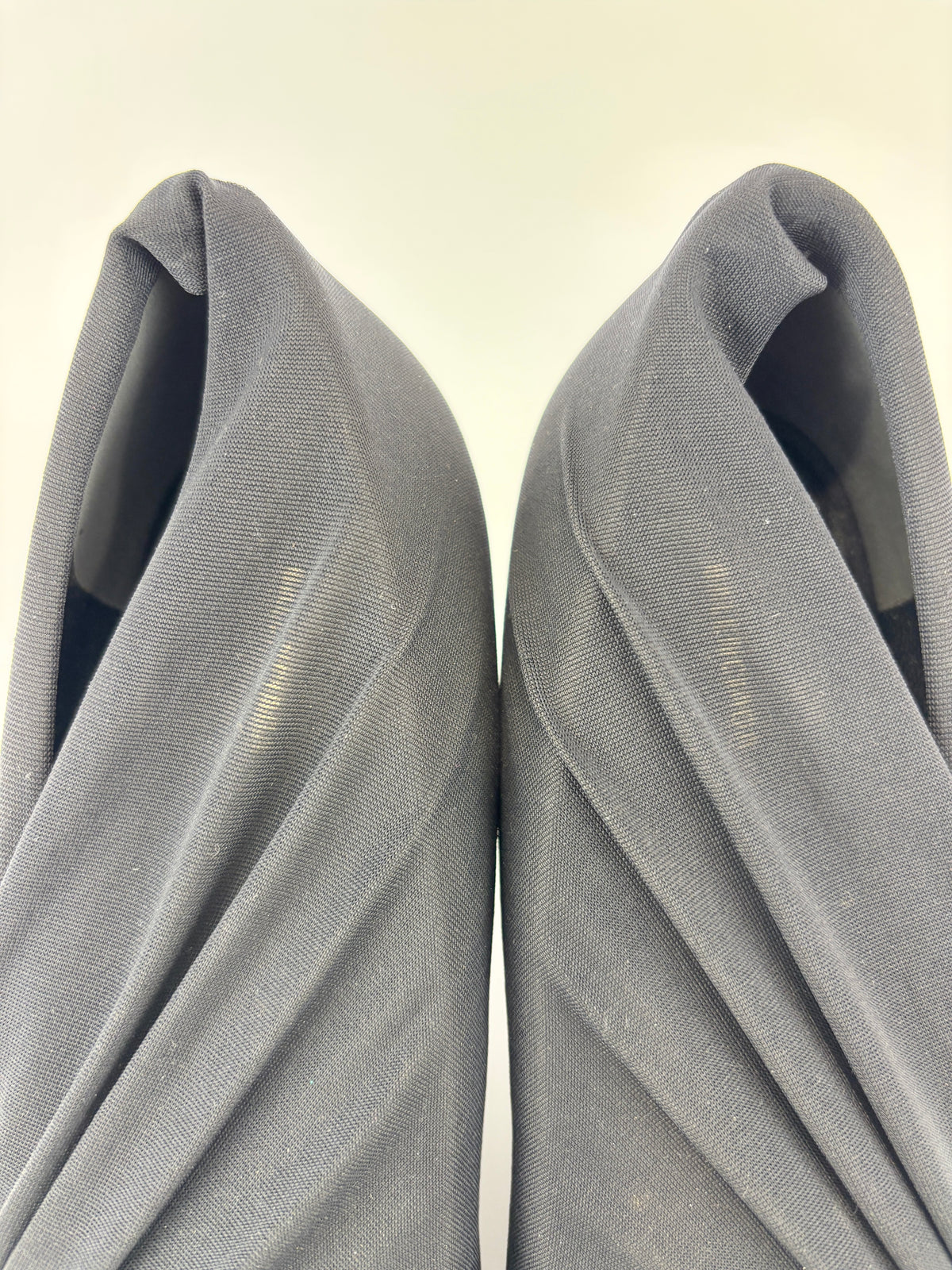 Jersey Black Crepe Drape Knife Pointed Pumps Size 38