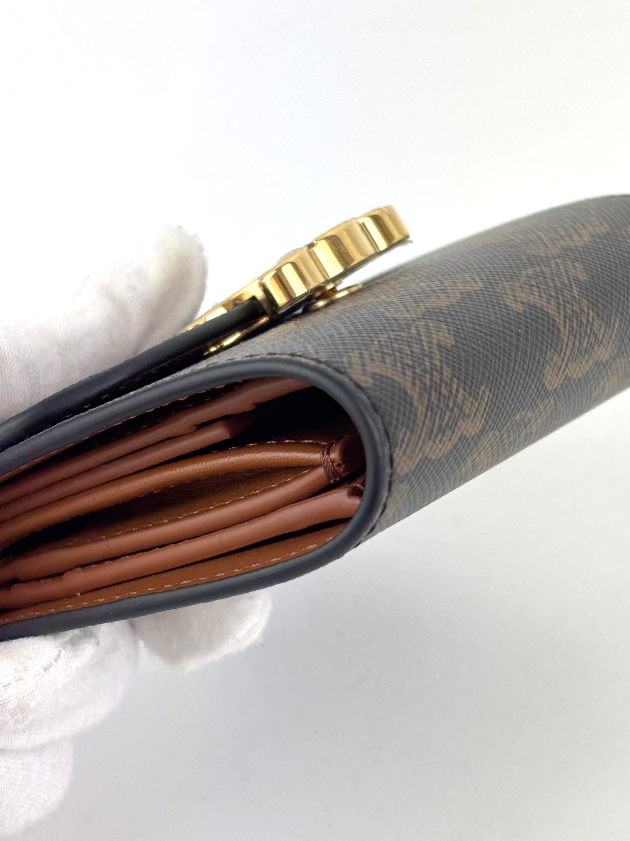 Small Flap Wallet Triomphe inTriomphe Canvas - Glampot