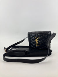 710080 June Box Quilted Leather Crossbody Black GHW