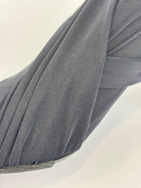 Jersey Black Crepe Drape Knife Pointed Pumps Size 38