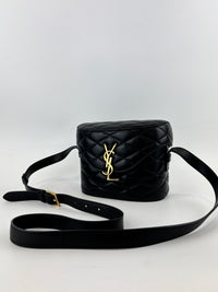 710080 June Box Quilted Leather Crossbody Black GHW