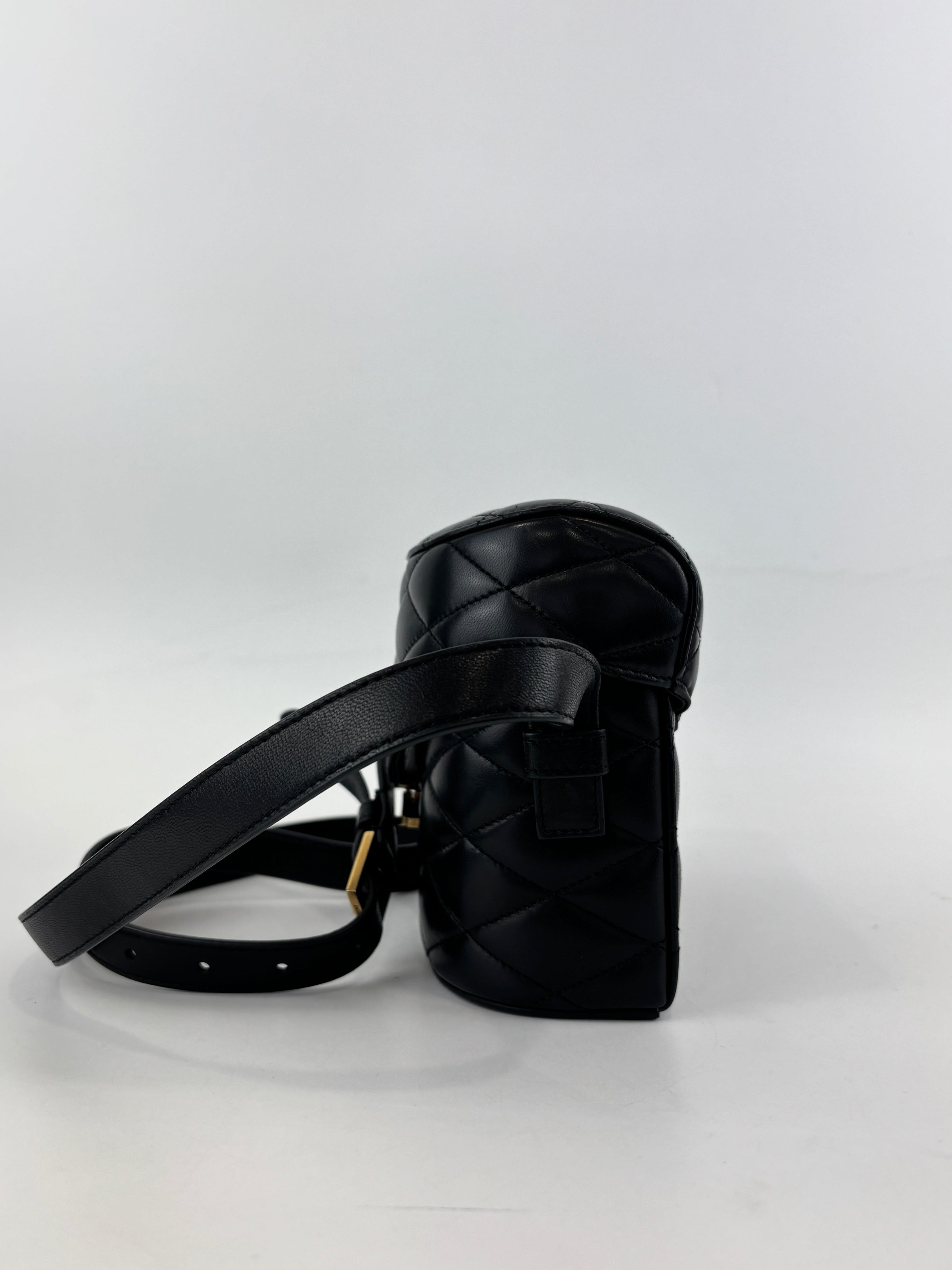 710080 June Box Quilted Leather Crossbody Black GHW