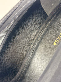 Jersey Black Crepe Drape Knife Pointed Pumps Size 38