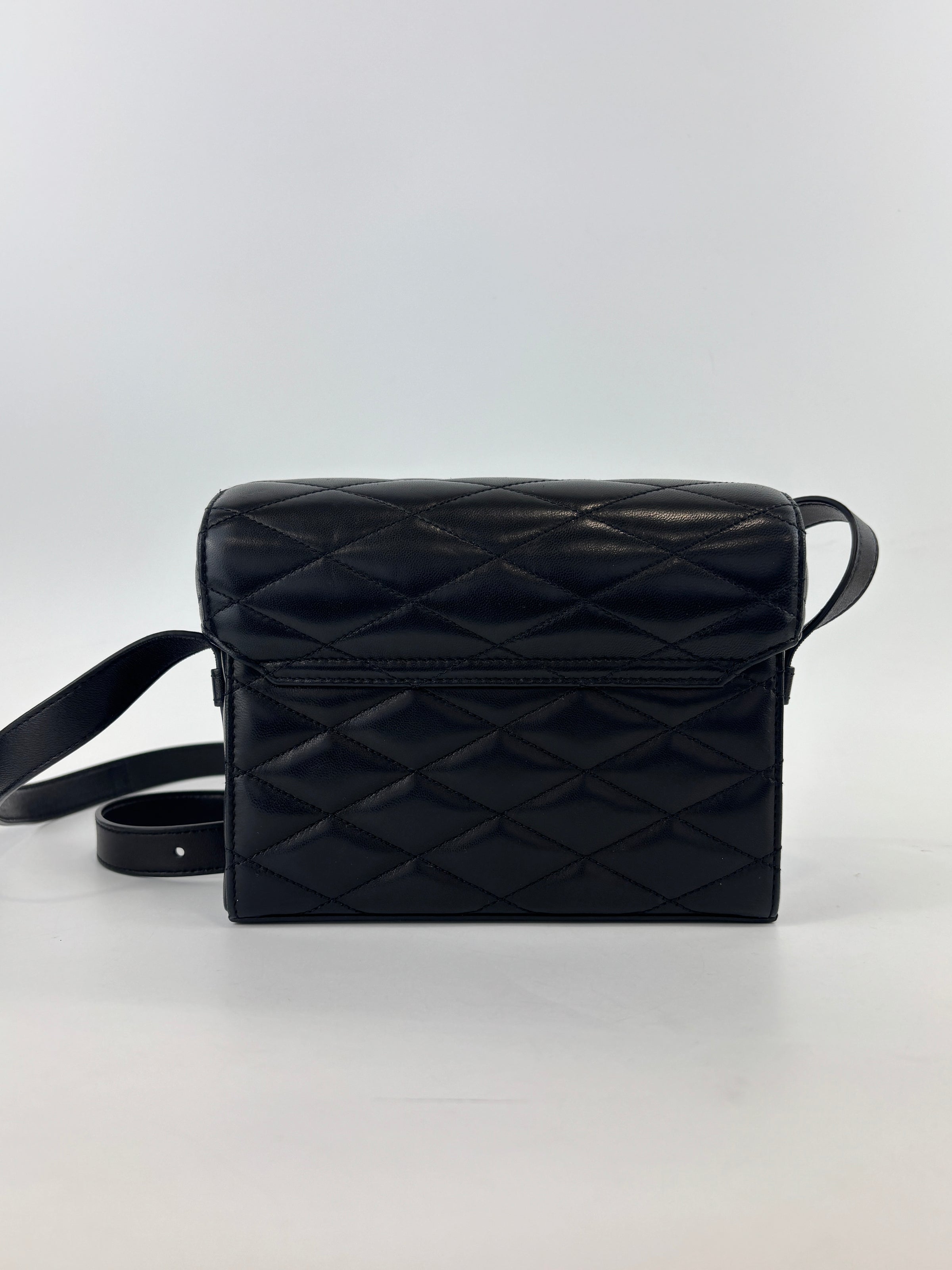 710080 June Box Quilted Leather Crossbody Black GHW