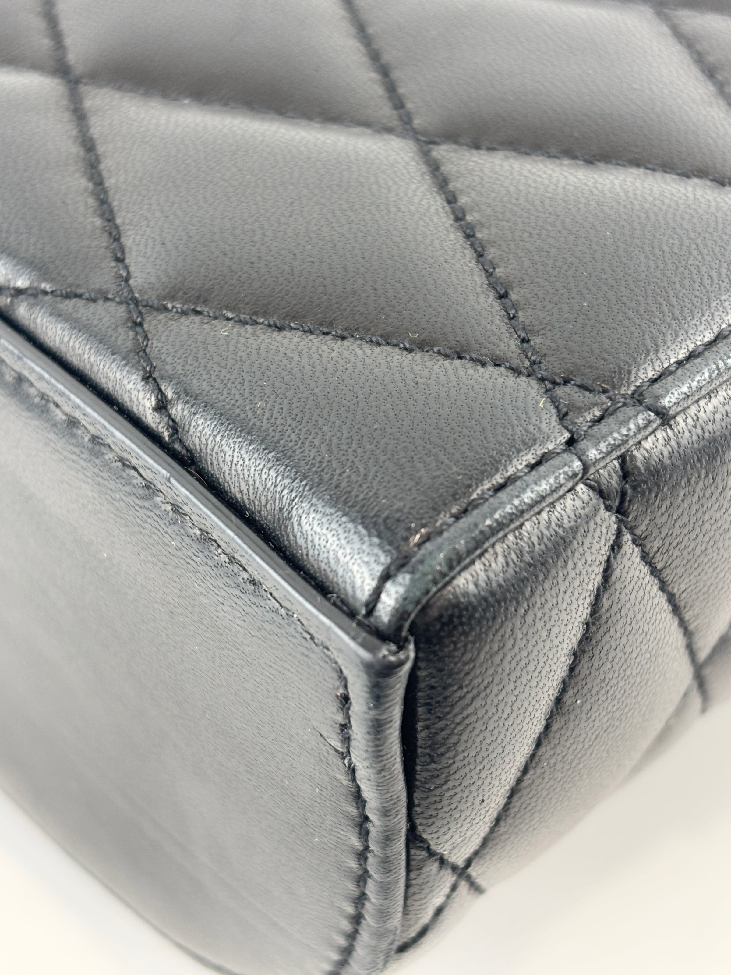 710080 June Box Quilted Leather Crossbody Black GHW