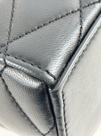 710080 June Box Quilted Leather Crossbody Black GHW