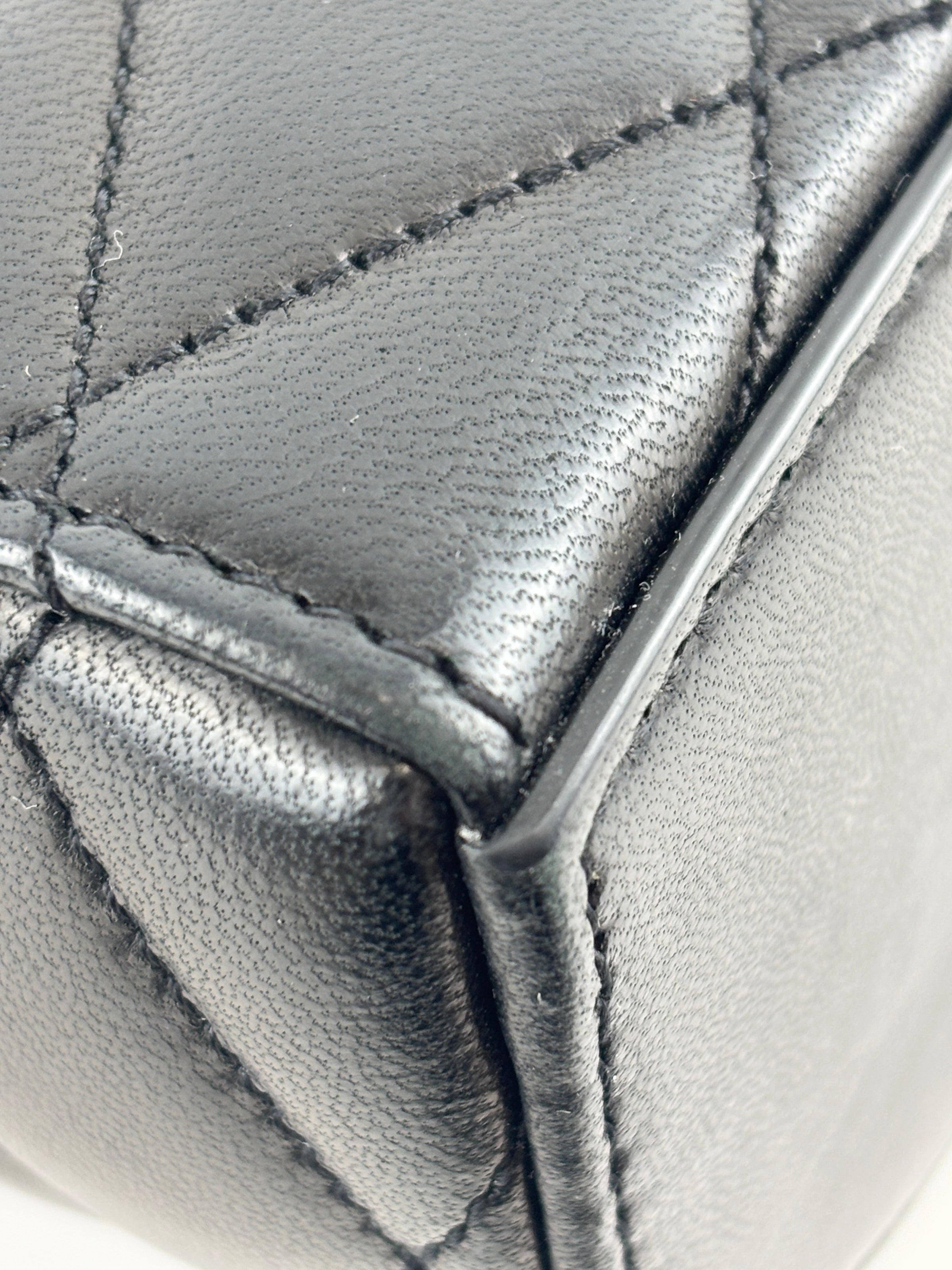 710080 June Box Quilted Leather Crossbody Black GHW