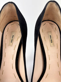 Black Suede Peep Toe Platform Pumps Size 37