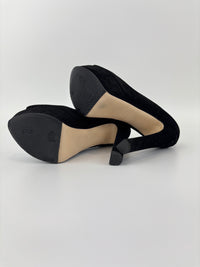 Black Suede Peep Toe Platform Pumps Size 37