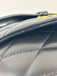 710080 June Box Quilted Leather Crossbody Black GHW