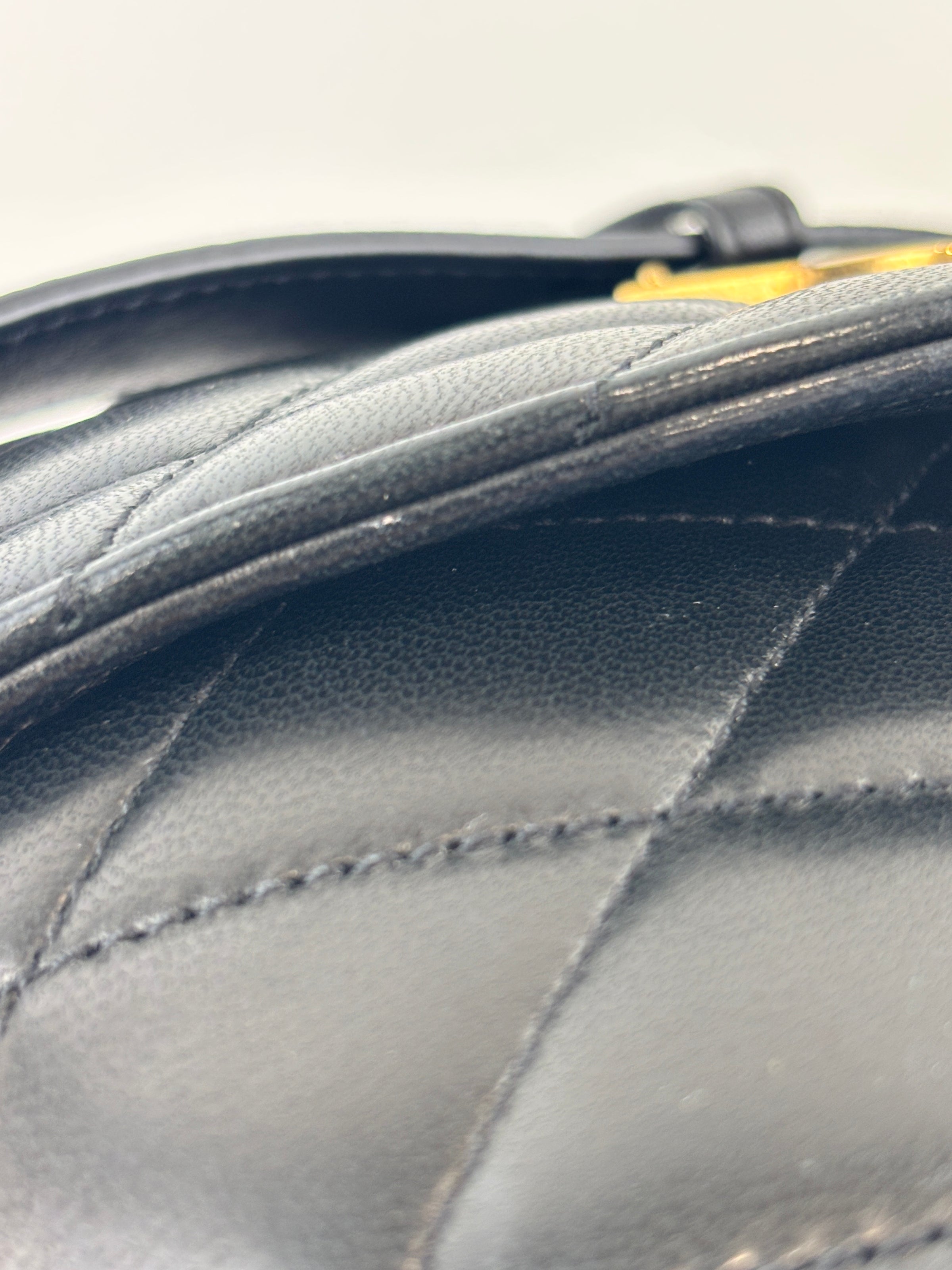 710080 June Box Quilted Leather Crossbody Black GHW