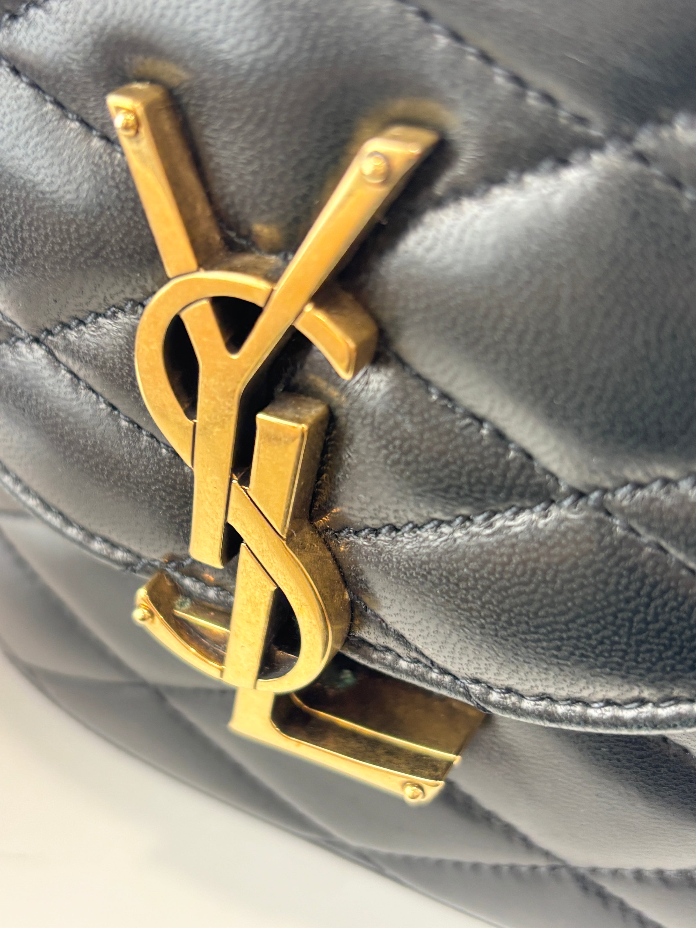 710080 June Box Quilted Leather Crossbody Black GHW