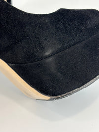 Black Suede Peep Toe Platform Pumps Size 37