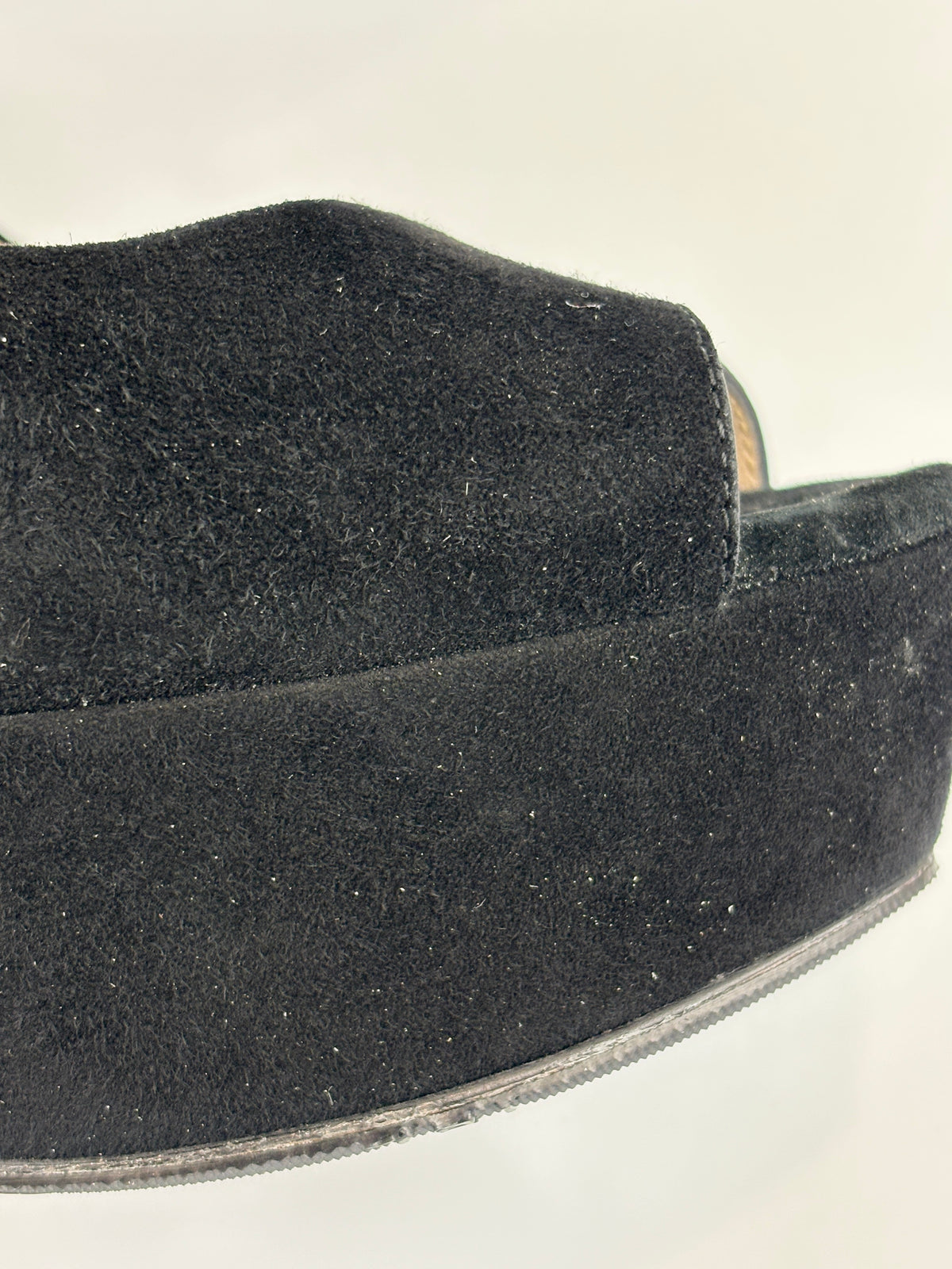 Black Suede Peep Toe Platform Pumps Size 37