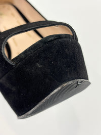 Black Suede Peep Toe Platform Pumps Size 37