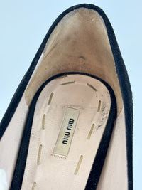 Black Suede Peep Toe Platform Pumps Size 37