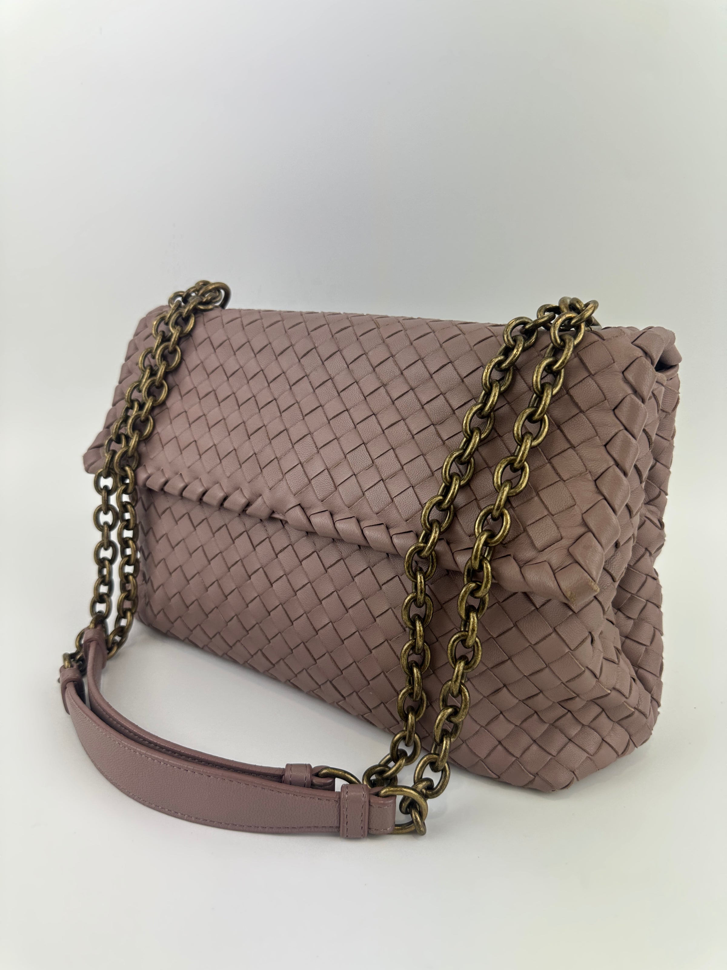 Large Olimpia Lilac Intrecciato Leather Shoulder Bag