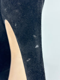 Black Suede Peep Toe Platform Pumps Size 37
