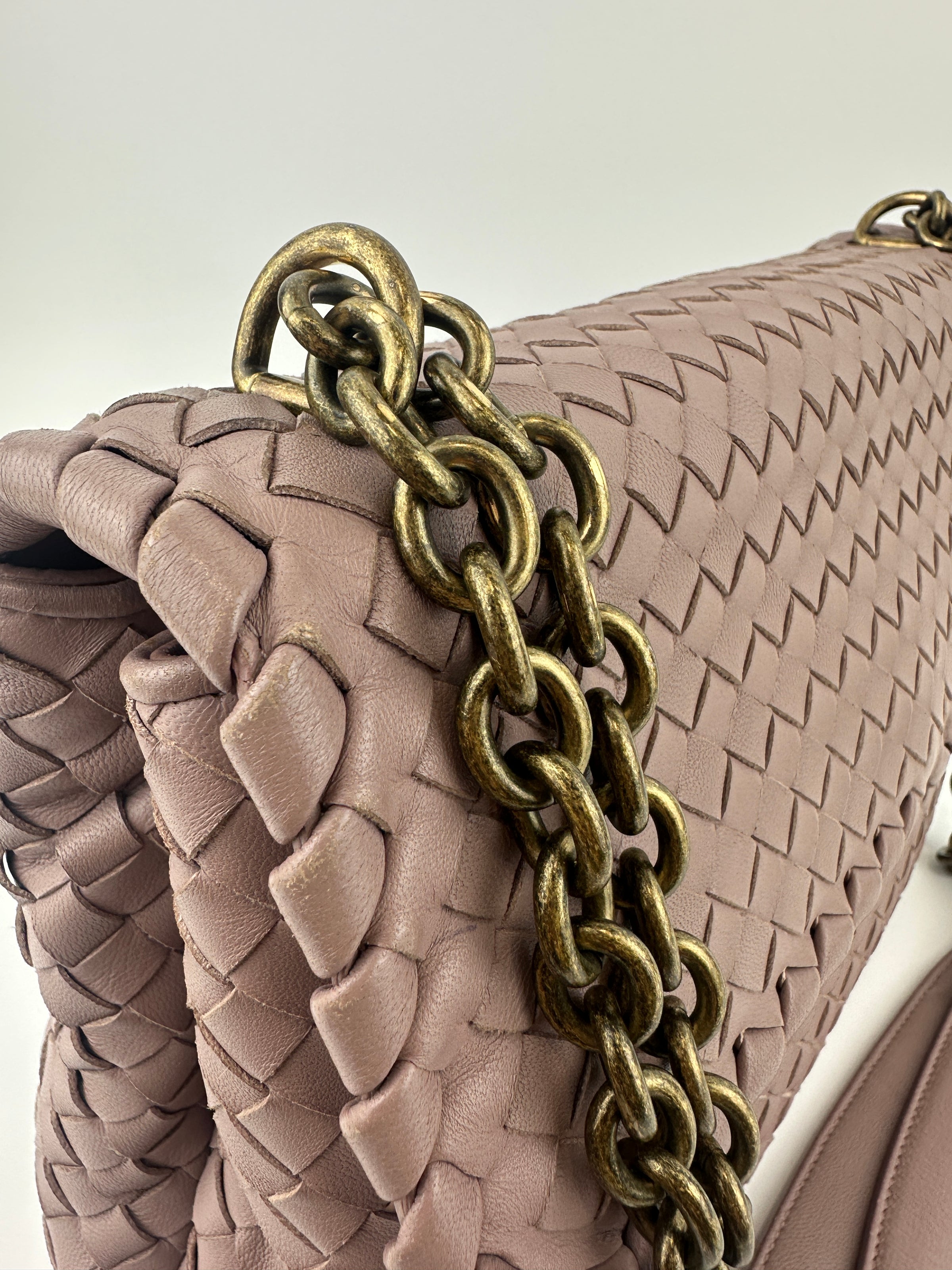 Large Olimpia Lilac Intrecciato Leather Shoulder Bag